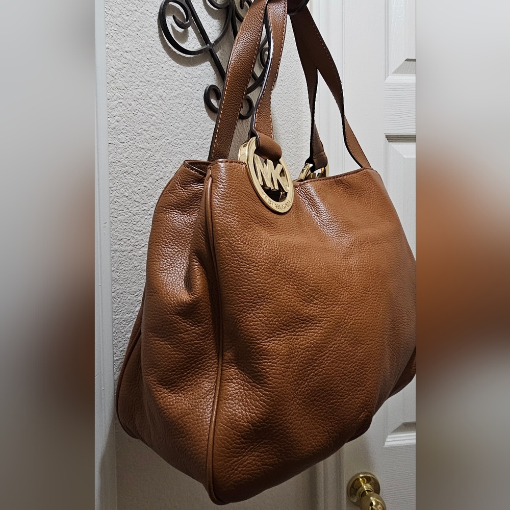 Michael Kors Large Caramel Brown Fulton East West Tote EUC 2 Callouts see pics - Picture 5 of 16